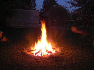 Camp fire in the garden